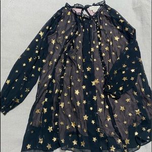 Kate spade scattered star black and gold dress. Size 5